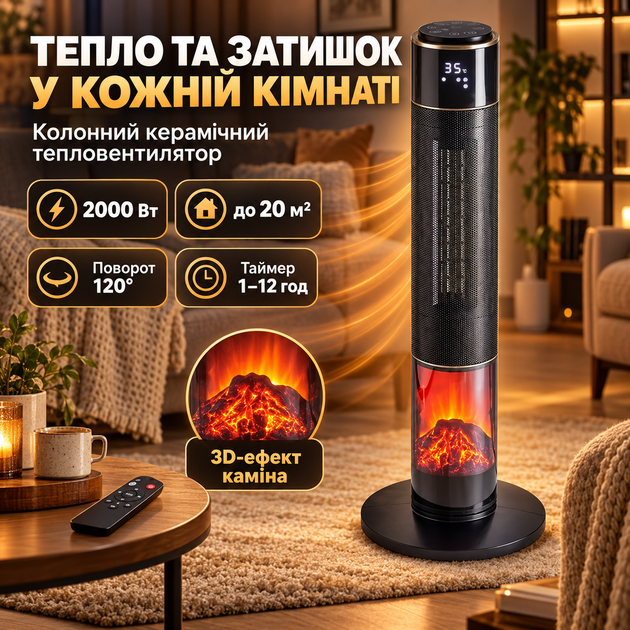 Мощный электрический тепловентилятор с дисплеем таймером поворотный обогреватель с сенсорным и дистанционным управлением колонный керамический обогреватель для дома квартиры офиса - изображение 5