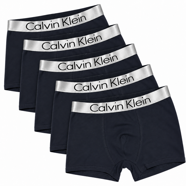 Набор мужского белья Calvin Klein 5 шт черные боксеры с серебристой резинкой размер L (CK04-5-01) - изображение 9