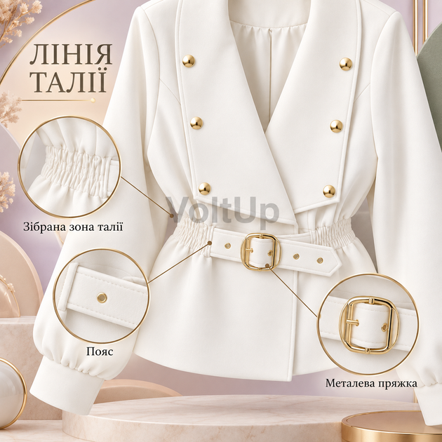 Короткий женский тренч белый 48–50, модель укороченного кроя из коттон мемори на подкладке - Фото 3 Короткий женский тренч белый 48–50, модель укороченного кроя из коттон мемори на подкладке - изображение 3
