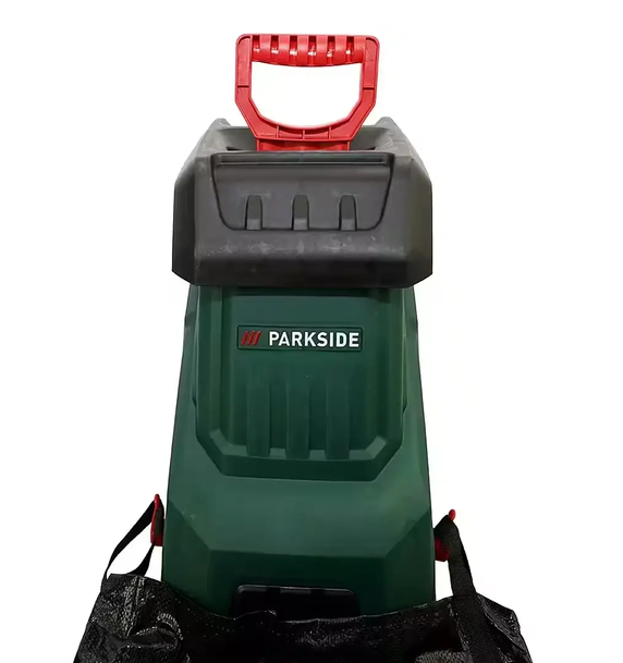 Садовий шредер Parkside PMH 2400 C3 електричний 2400 Вт подрібнювач гілок до 40 мм ножова дробарка деревини з травозбірником 45 л м'яким пуском колесами - зображення 9