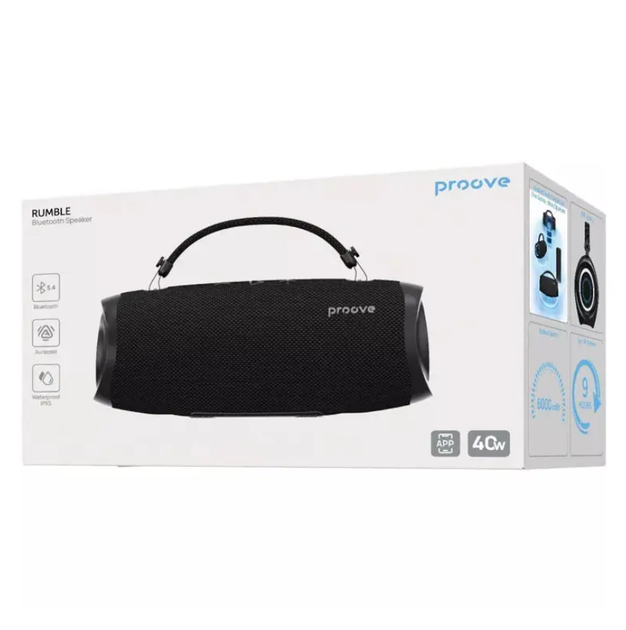 Портативна Bluetooth колонка Proove Rumble 40W, IPX5, Auracast, RGB, чорна - зображення 6