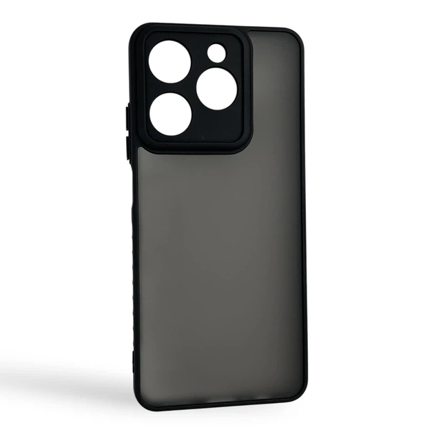 Чехол для Realme Note 60 черный матовый полупрозрачный (бампер, защита камеры) - Фото 1 Чехол для Realme Note 60 черный матовый полупрозрачный (бампер, защита камеры) - изображение 1