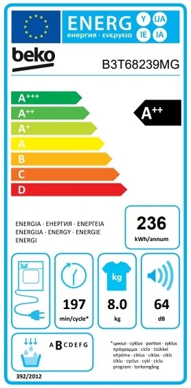 Сушильна машина Beko B3T68239MG сірий (8 кг. тепл.насос) - Фото 6 Сушильна машина Beko B3T68239MG сірий (8 кг. тепл.насос) - зображення 6