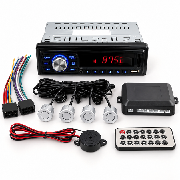 Автомагнитола 1044P + парктроник на 4 датчика / Магнитола в авто 1DIN / Автомагнитола MP3 - изображение 3