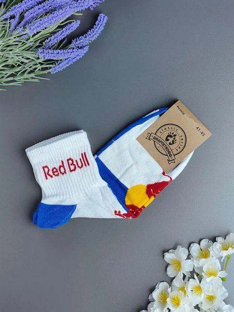 Чоловічі середні шкарпетки Шкарпеткофф у стилі "Red Bull" (р. 41-45, бавовна, біло-сині) - Фото 2 Чоловічі середні шкарпетки Шкарпеткофф у стилі "Red Bull" (р. 41-45, бавовна, біло-сині) - зображення 2