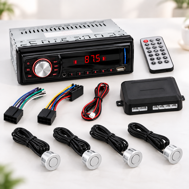 Автомагнитола 1047P + парктроник на 4 датчика / Магнитола в авто 1DIN / Автомагнитола MP3 - изображение 4