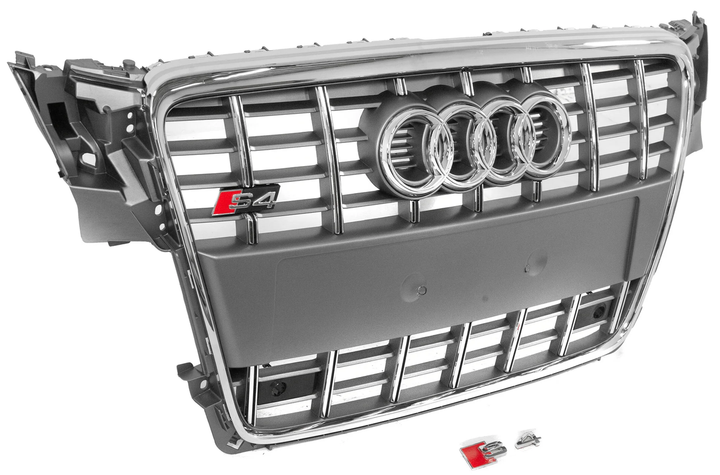 Передня решітка радіатора RS-style сіра з хромом для Audi A4 B8 2007-2011 рр. - зображення 2