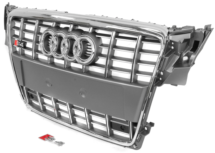 Передня решітка радіатора RS-style сіра з хромом для Audi A4 B8 2007-2011 рр. - зображення 3