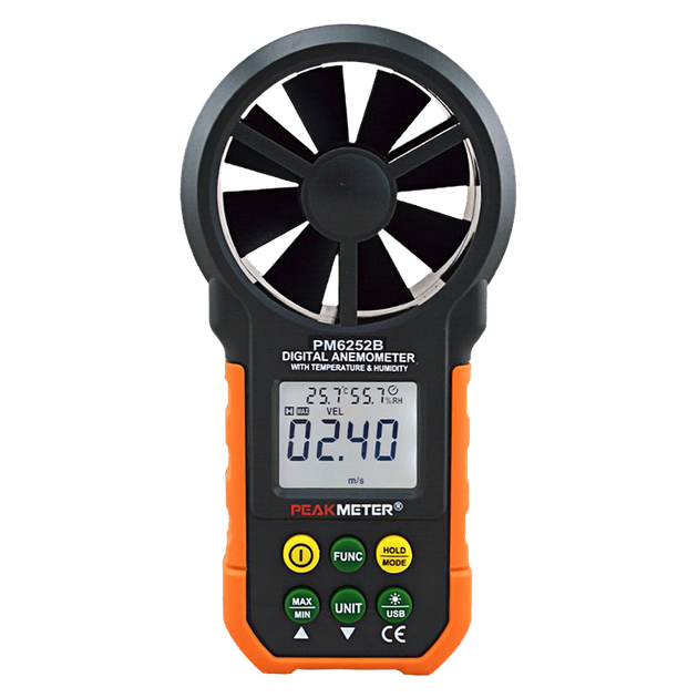 Портативний високоточний анемометр PEAKMETER PM6252A, цифровий вимірювач витрати повітря, вимірювач швидкості вітру - зображення 4