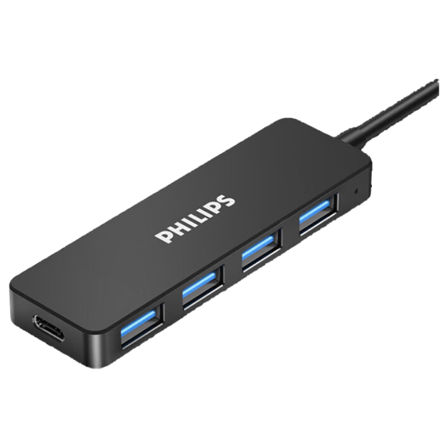 USB-концентратор PHILIPS 3.0, высокоскоростной расширительный 4-портовый концентратор, пятиконтактный адаптер-удлинитель для ноутбука, разъем питания Type-C, длина 0,6 метра. - Фото 4 USB-концентратор PHILIPS 3.0, высокоскоростной расширительный 4-портовый концентратор, пятиконтактный адаптер-удлинитель для ноутбука, разъем питания Type-C, длина 0,6 метра. - изображение 4