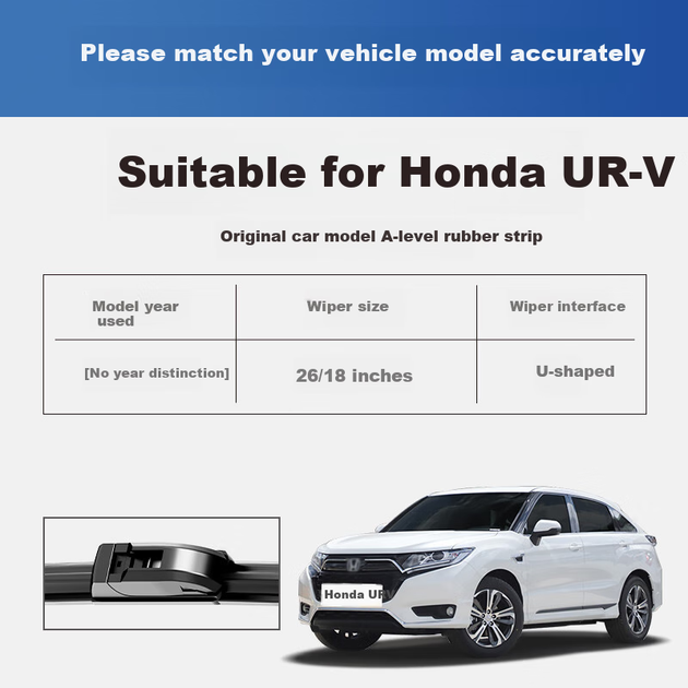 Спеціалізовані безрамкові щітки склоочисників YITU Honda URV/Guangdao, склоочисники Honda URV, склоочисники Honda Guangdao, оригінальні заводські щітки склоочисників для автомобіля (1 пара), гумова смужка класу А - изображение 5