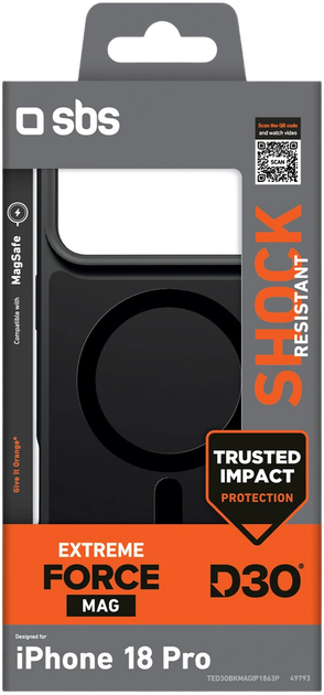 Панель SBS Force Case D3O MagSafe для Apple iPhone 18 Pro Black (8018417549793) - Фото 2 Панель SBS Force Case D3O MagSafe для Apple iPhone 18 Pro Black (8018417549793) - изображение 2
