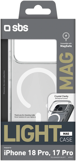 Панель SBS Light Mag Cover MagSafe для Apple iPhone 18 Pro / 17 Pro Transparent (8018417549427) - Фото 2 Панель SBS Light Mag Cover MagSafe для Apple iPhone 18 Pro / 17 Pro Transparent (8018417549427) - изображение 2