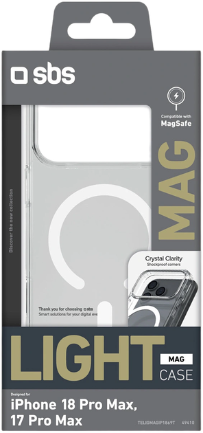 Панель SBS Light Mag Cover MagSafe для Apple iPhone 18 Pro Max / 17 Pro Max Transparent (8018417549410) - Фото 2 Панель SBS Light Mag Cover MagSafe для Apple iPhone 18 Pro Max / 17 Pro Max Transparent (8018417549410) - изображение 2
