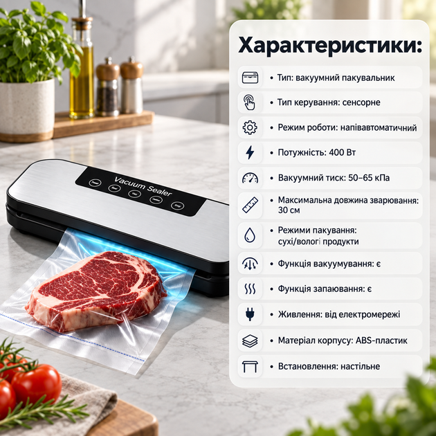 Вакууматор Sealing Machine AND LY-1203 400 Вт 30 см для сухих и влажных продуктов - изображение 4