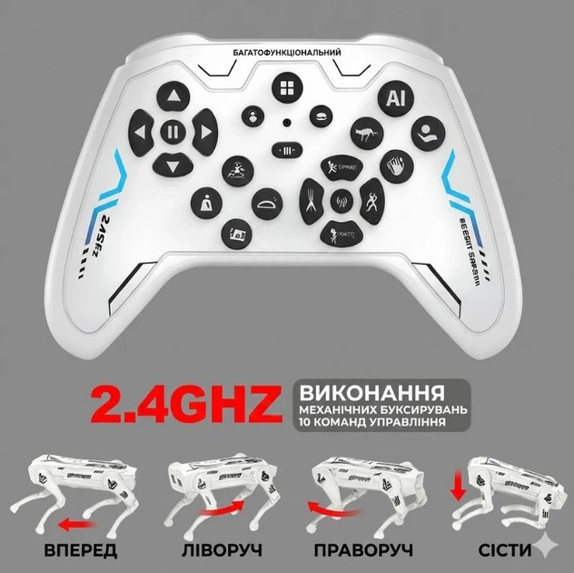 Розумна інтерактивна іграшка робот-собака AI Robot Dog Generic із пультом ДК та музикою, акумуляторний пес із голосовим керуванням і 12 командами - Фото 3 Розумна інтерактивна іграшка робот-собака AI Robot Dog Generic із пультом ДК та музикою, акумуляторний пес із голосовим керуванням і 12 командами - зображення 3
