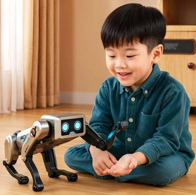 Розумна інтерактивна іграшка робот-собака AI Robot Dog Generic із пультом ДК та музикою, акумуляторний пес із голосовим керуванням і 12 командами - Фото 4 Розумна інтерактивна іграшка робот-собака AI Robot Dog Generic із пультом ДК та музикою, акумуляторний пес із голосовим керуванням і 12 командами - зображення 4