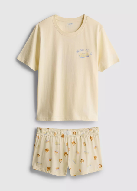 Женская пижама Primark Cotton Butter Me Up Shorty Pyjamas М Хлопковая для дома и сна Желтый (10308) - изображение 7