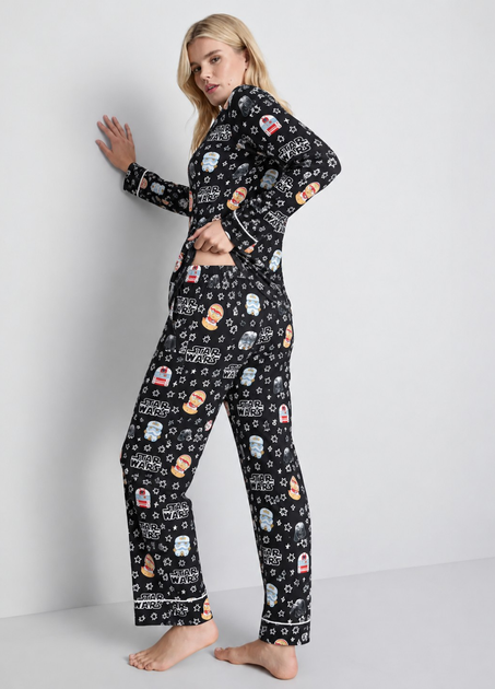 Женская пижама Primark Jersey Long Sleeve Boyfriend «Star Wars» S Домашний комплект Черный (10259) - изображение 4