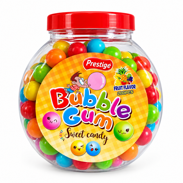Жувальна гумка Prestige Bubble Gum асорті, 200 шт по 4,5 г, 900 г - Фото 1 Жувальна гумка Prestige Bubble Gum асорті, 200 шт по 4,5 г, 900 г - зображення 1