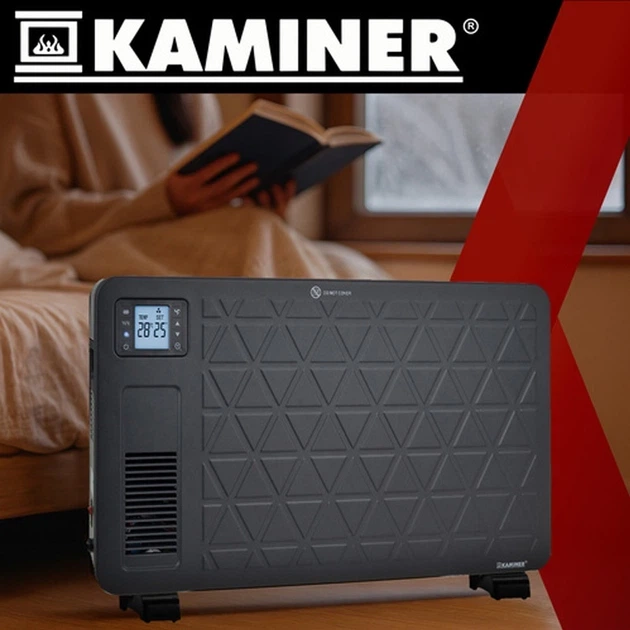Конвектор электрический Kaminer Ziflo 26403, 2300 Вт, турборежим, ЖК-дисплей, Wi-Fi, пульт ДУ. - изображение 8