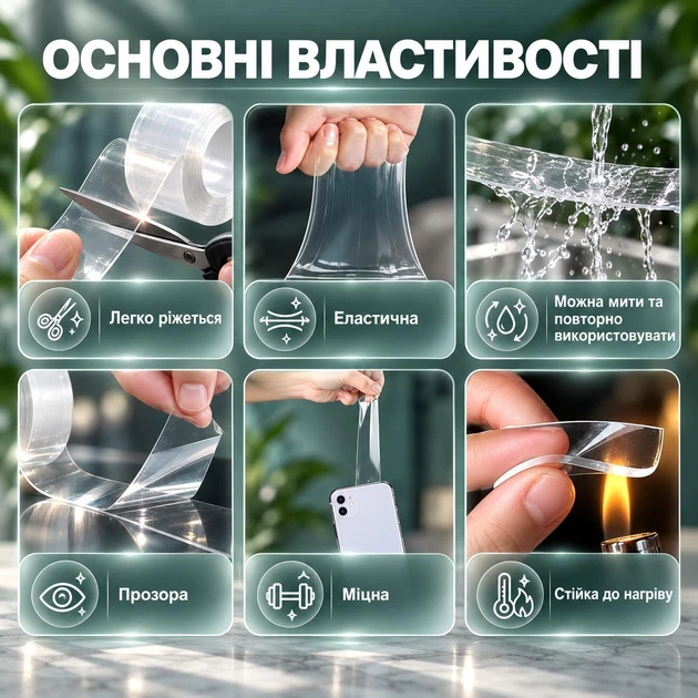 Скотч двусторонний клейкая лента липкая гелевая двухсторонняя для крепления телефона ковров линолеума видеорегистратора картин термостойкий влагостойкий водонепроницаемый для ванной кухни авто из нано геля многоразовый GDragon 3м Прозрачный 82_1_3m_1 - изображение 5