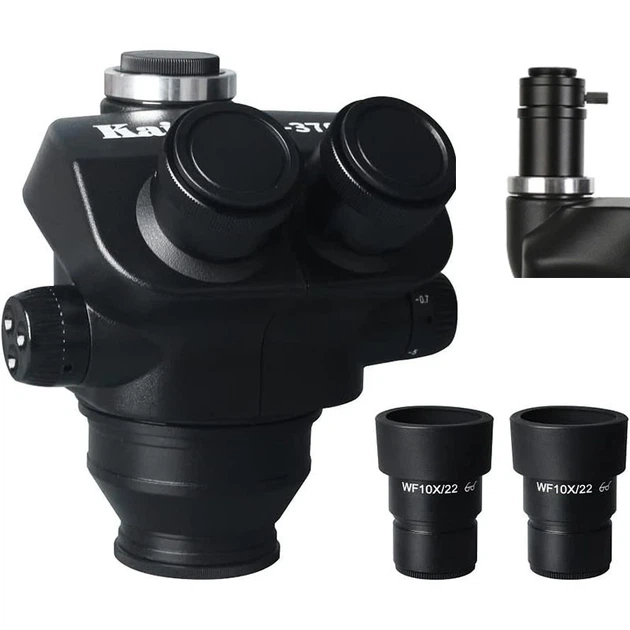 Микроскоп тринокулярный Kaisi K-37050 STL2 / двойной кронштейн / кратность 7-50X черный - Фото 5 Микроскоп тринокулярный Kaisi K-37050 STL2 / двойной кронштейн / кратность 7-50X черный - изображение 5