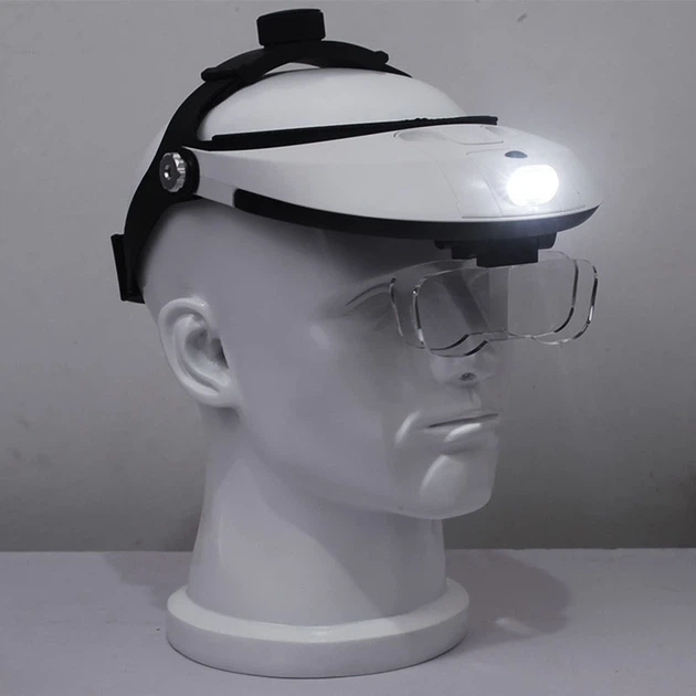 Лупа окуляри бінокулярні Magnifier 81001-H з LED підсвіткою / збільшення 1X 1.5X 2X 2.5X 3.5X - зображення 3