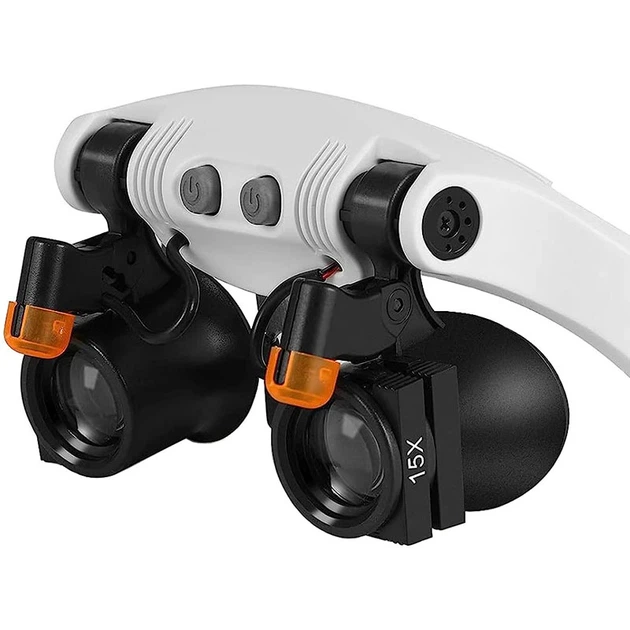 Лупа окуляри бінокулярні Magnifier 32521-SX з LED підсвіткою / збільшення 3X 4X 5X 6X 7X 10X - зображення 6