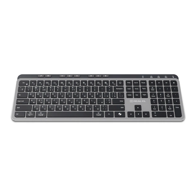Клавиатура REAL-EL RK-737W Wireless/Bluetooth Black/Grey (EL123100060) - Фото 5 Клавиатура REAL-EL RK-737W Wireless/Bluetooth Black/Grey (EL123100060) - изображение 5