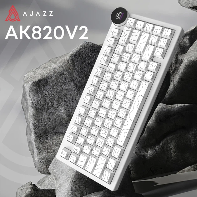 Клавіатура Ajazz AK820 V2 White Peach Switch Wireless/Bluetooth/USB UA White (AK820-V2-WP-S-W) - Фото 10 Клавіатура Ajazz AK820 V2 White Peach Switch Wireless/Bluetooth/USB UA White (AK820-V2-WP-S-W) - зображення 10