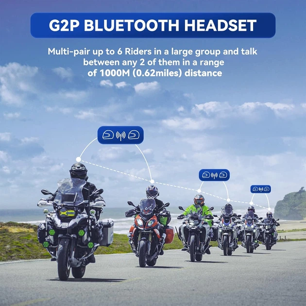 Мотогарнитура LEXIN G2P Bluetooth, двухсторонняя связь для шлема с 36-мм HD-динамиками - изображение 2