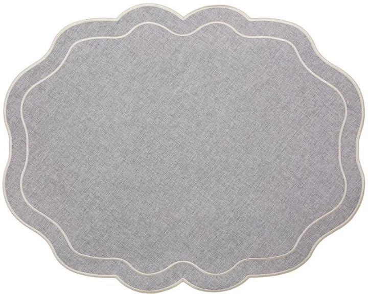 Салфетки-плейсмат тканевые Wave Linen BonaDi набор 6 шт 40x50 см серые - Фото 1 Салфетки-плейсмат тканевые Wave Linen BonaDi набор 6 шт 40x50 см серые - изображение 1