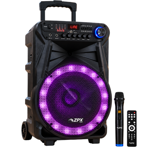 Акустическая система ZPX 12", Bluetooth, микрофон, караоке, TWS, USB/SD/AUX/FM, LED, аккумулятор 12В 12А·ч - изображение 2