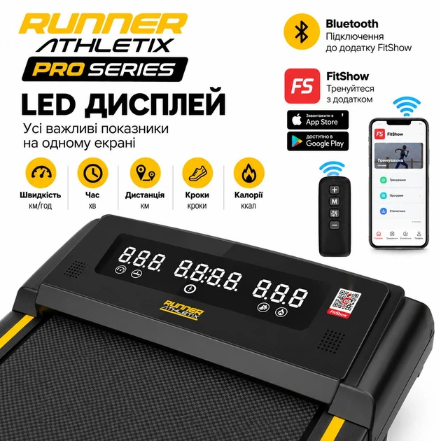 Складная электрическая беговая дорожка Runner Athletix Walking Pad, домашний кардиотренажер для бега и похудения (до 12 км/ч, 120 кг) - изображение 5