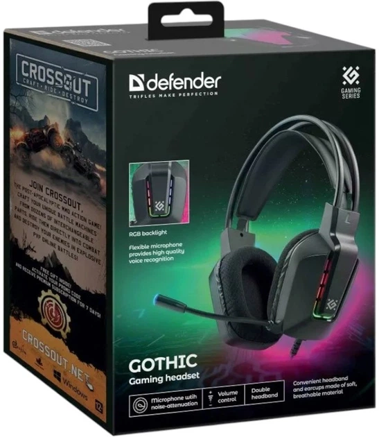 Gamingowe słuchawki Defender Gothic 62340 czarne (4745091891712) - obraz 8