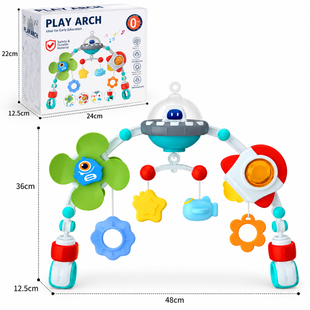 Ігрова розвиваюча дуга PLAY ARCH для немовлят на коляску ліжечко автокрісло з іграшками - Фото 5 Ігрова розвиваюча дуга PLAY ARCH для немовлят на коляску ліжечко автокрісло з іграшками - зображення 5