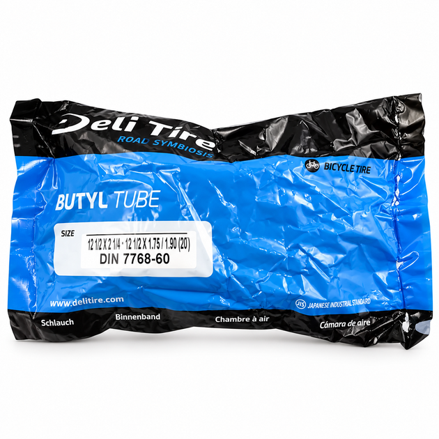 Камера Deli Tire 12 1/2×2 1/4 с изогнутым ниппелем для детской коляски и велосипеда - Фото 1 Камера Deli Tire 12 1/2×2 1/4 с изогнутым ниппелем для детской коляски и велосипеда - изображение 1