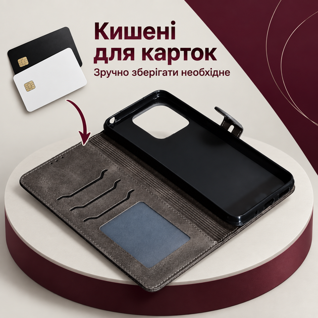 Чехол-книжка "Business" для Xiaomi Redmi 12C Gray - Фото 3 Чехол-книжка "Business" для Xiaomi Redmi 12C Gray - изображение 3