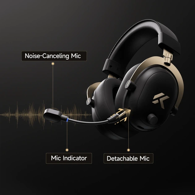 Ігрова гарнітура MCHOSE V9 Turbo+, 60 мм, 7.1 Surround, 2000 мА·год, 2.4 ГГц/Bluetooth/USB-C, RGB-станція, Black Gold - Фото 4 Ігрова гарнітура MCHOSE V9 Turbo+, 60 мм, 7.1 Surround, 2000 мА·год, 2.4 ГГц/Bluetooth/USB-C, RGB-станція, Black Gold - изображение 4