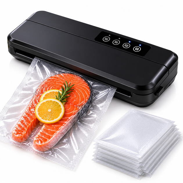 Вакууматор для продуктів Vacuum Sealer 110 Вт 60 кПа вакуумний пакувальник для сухих і вологих продуктів із пакетами - изображение 10