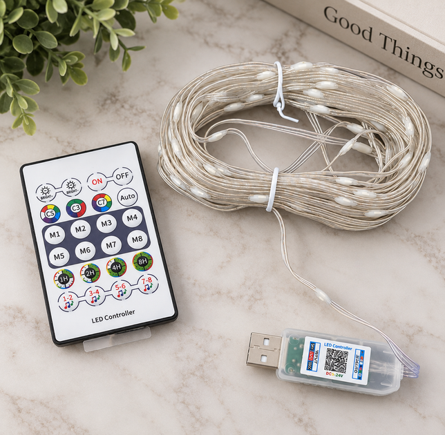 Гирлянда капля LED 10 м RGBIC с пультом и Bluetooth / USB гирлянда с управлением по телефону - изображение 3