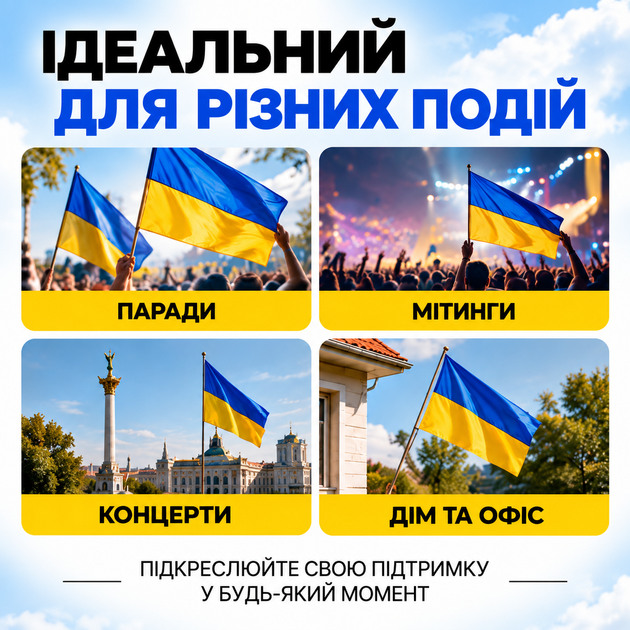 Прапор України 140х90 см державний національний патріотичний синьо-жовтий жовто-блакитний вуличний на стіну будинок та флагшток до Дня Незалежності яскравий з кільцями під флагшток Kayfovo - Фото 4 Прапор України 140х90 см державний національний патріотичний синьо-жовтий жовто-блакитний вуличний на стіну будинок та флагшток до Дня Незалежності яскравий з кільцями під флагшток Kayfovo - зображення 4