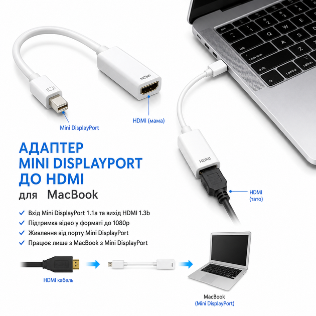 Адаптер Thunderbolt MiniDisplay port на HDMI 77243 - изображение 4