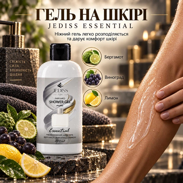 Парфюмерный крем - гель для душа Jediss Essential с нотами аромата Lacoste Essential 200 мл - Фото 4 Парфюмерный крем - гель для душа Jediss Essential с нотами аромата Lacoste Essential 200 мл - изображение 4