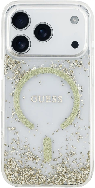 Чохол для смартфона Guess Resin Bottom Glitter MagSafe для Apple iPhone 18 Pro / Apple iPhone 17 Pro Gold (3666339673574) - зображення 3
