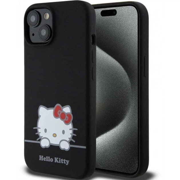 Чохол Hello Kitty Liquid Silicone для Apple iPhone 15 (HKHCP15SSKCDKK) Black - Фото 1 Чохол Hello Kitty Liquid Silicone для Apple iPhone 15 (HKHCP15SSKCDKK) Black - изображение 1