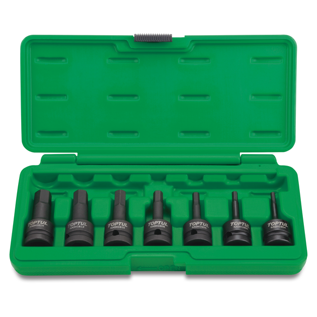 Набор головок HEX ударных 1/2" 4-14мм 7 ед. TOPTUL GDAI0702 - Фото 1 Набор головок HEX ударных 1/2" 4-14мм 7 ед. TOPTUL GDAI0702 - изображение 1