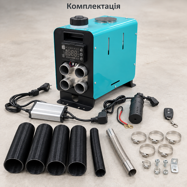 Автономный дизельный обогреватель 5 кВт воздушный сухой фен 12 24 220 В с 4 выходами теплого воздуха LCD дисплеем пультом ДУ встроенным баком для гаража авто кемпера мастерской - изображение 3