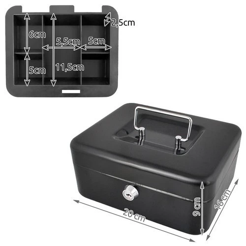Сейф металева каса 20×16×9 см, для грошей і документів, із ключем Malatec 0822 - зображення 3